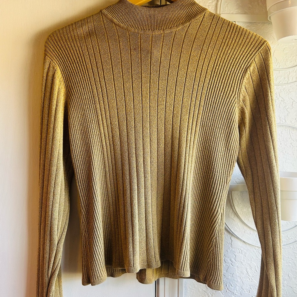 Petite Sophisticate Gold Knit Top